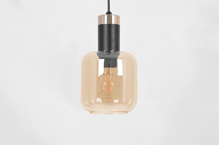Lampa Wisząca DOKA K-5266 Czarny/Złoty/Bursztynowy