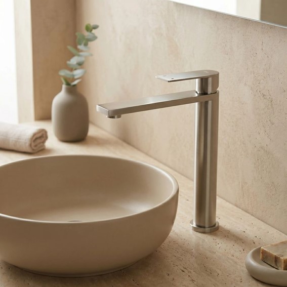 Bateria Umywalkowa Wysoka HUNTER Nikiel Szczotkowany