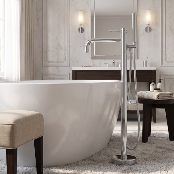 Bateria Wannowa Podłogowa LUNGO DIAMOND Chrom