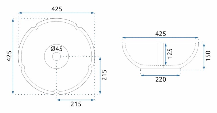 Umywalka Nablatowa VIVIEN Niebieski
