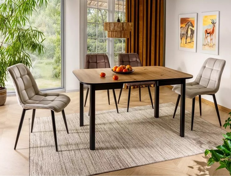 Stół Rozkładany DANTE II (90-130)x90 Dąb Artisan/Czarny Mat