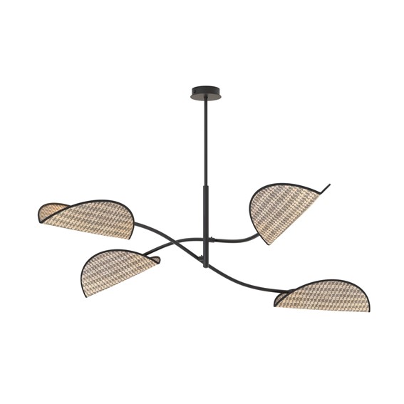 Lampa Sufitowa LOTUS 4 Czarny/Rattan