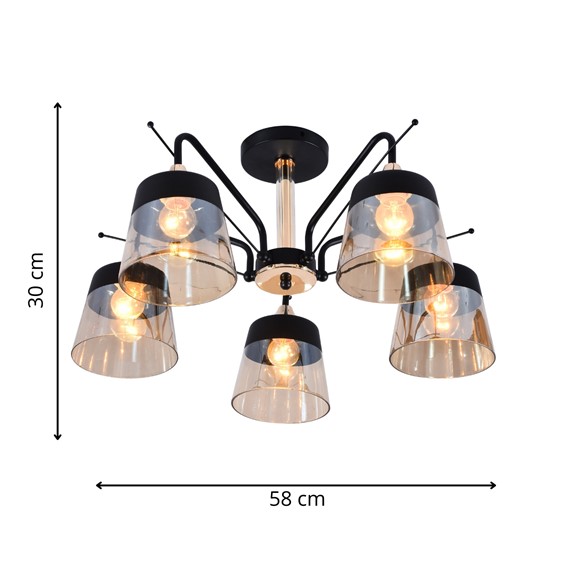 Żyrandol EGALO 5 Czarny/Złoty
