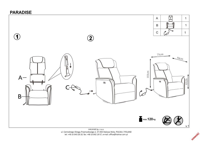 Fotel Wypoczynkowy PARADISE Beżowy