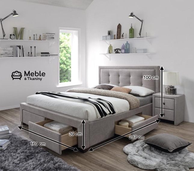 Łóżko EVORA 160x200 Beżowy