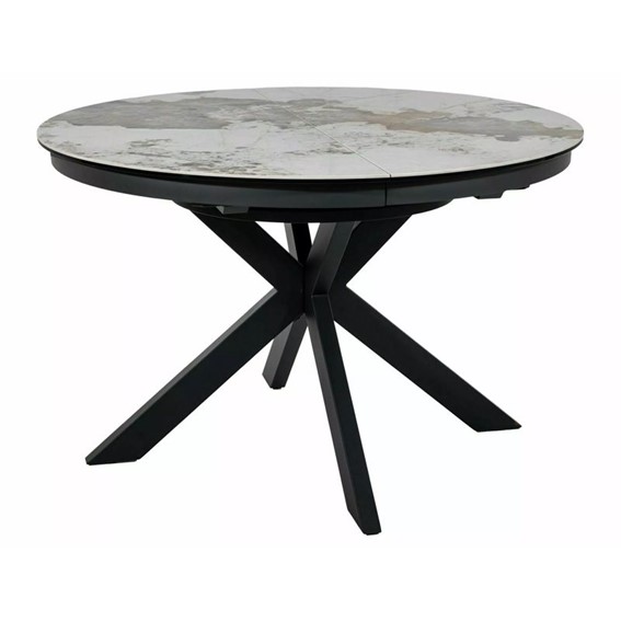 Stół Rozkładany PORTO Ceramic (160-120)x120cm Biały Połysk/Czarny Mat