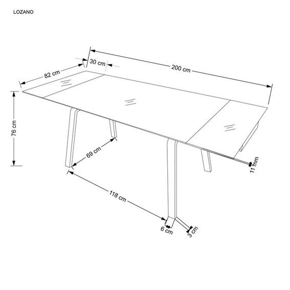 Stół Rozkładany LOZANO (140-200)x76 Orzech/Czarny Marmur