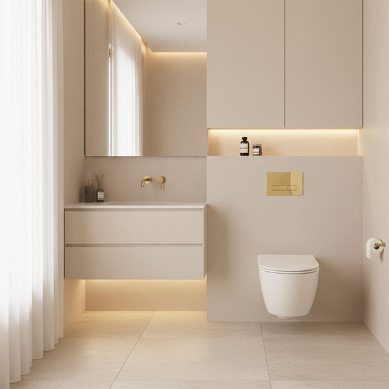 Stelaż Podtynkowy WC z Przyciskiem HD Złoty