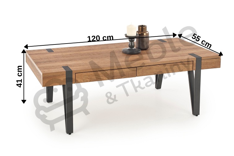 Ława Tuluza 55x120x41 Orzech Miodowy/Czarny