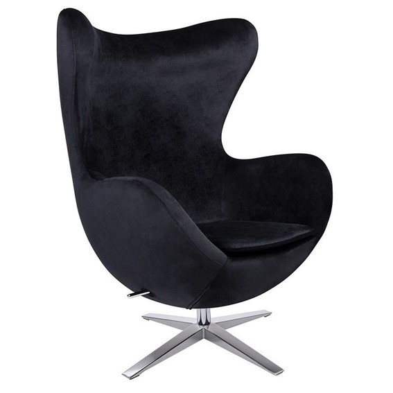 Fotel EGG Szeroki Velvet Czarny