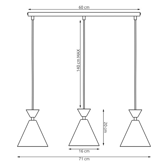 Lampa Wisząca KLEVER 3 Pomarańczowy/Czarny