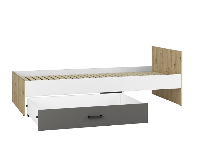 Łóżko FINI 09 Biały/Szary/Dąb