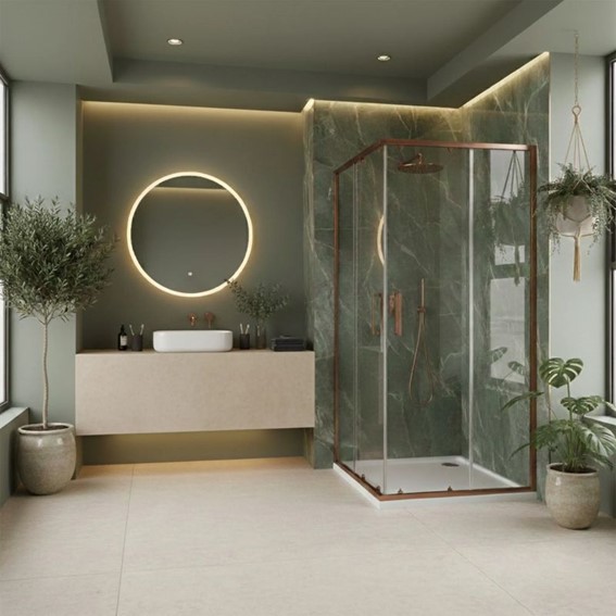 Kabina Prysznicowa CITY 90x90cm Miedź Szczotkowany