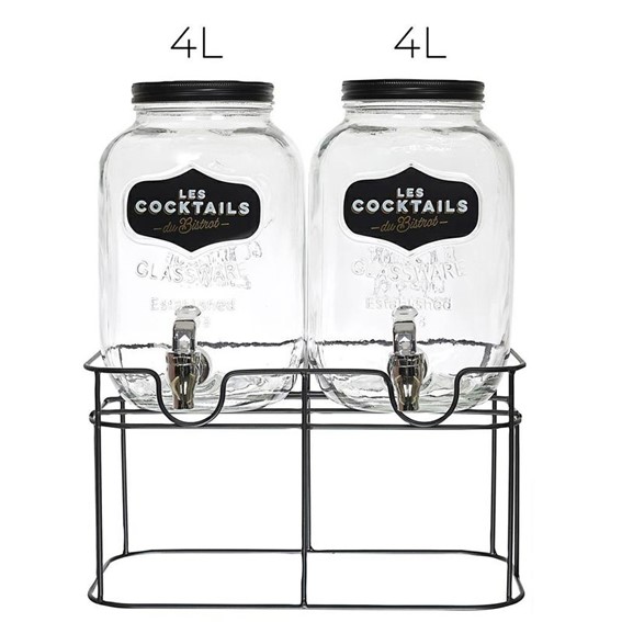 Zestaw 2 Słojów na Napoje 2x 4l Transparentny