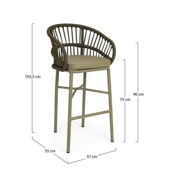 Krzesło Barowe Ogrodowe ODIVELAS Zielony