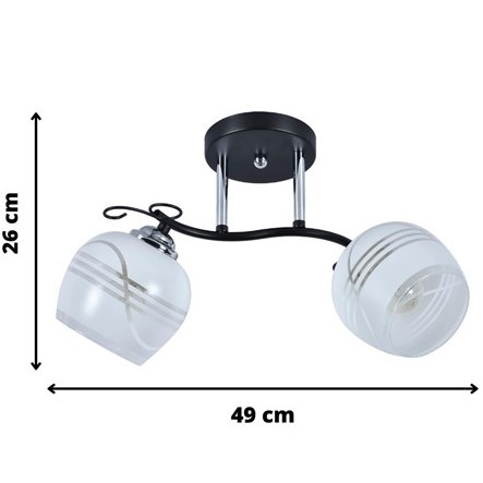 Żyrandol ABELIA 2 Srebrny/Czarny