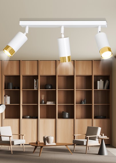 Lampa Sufitowa HIRO 3 Biały/Złoty
