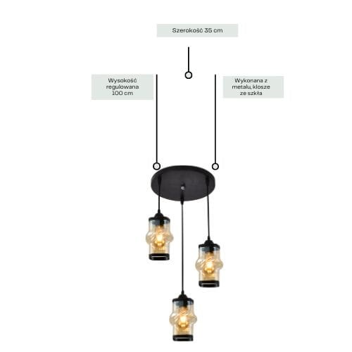 Lampa Wisząca ZAIN 3P Czarny