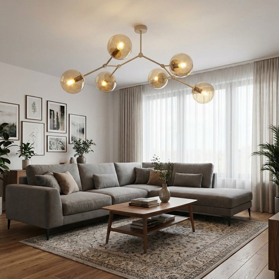 Lampa Sufitowa SPACE 6 Beżowy/Miodowy