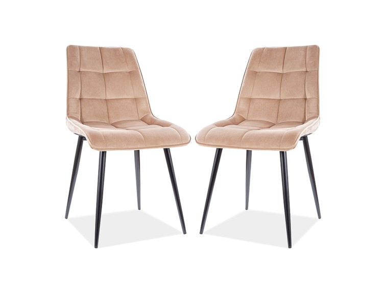 Zestaw 2x Krzesło CHIC Velvet Czarny/Beż