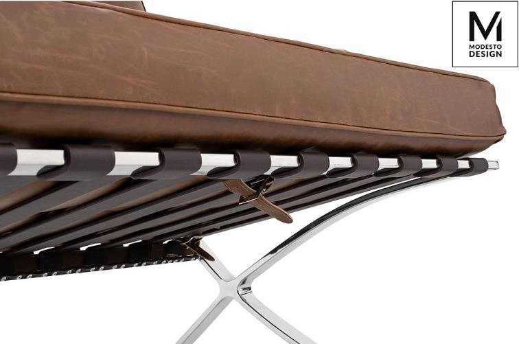 Fotel BARCELON VINTAGE PU Srebrny/Brązowy