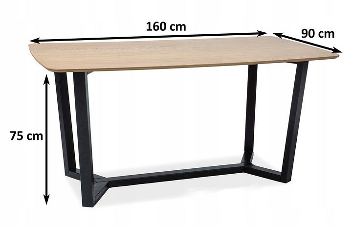 Stół DOSSIER 160x90 Czarny/Dąb