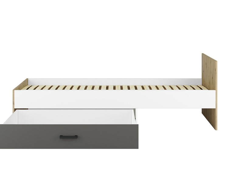 Łóżko FINI 09 Biały/Szary/Dąb