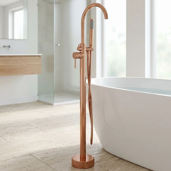 Bateria Wannowa Podłogowa LUNGO Miedź