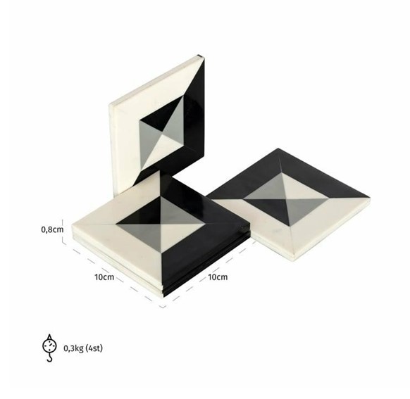 Zestaw Podkładek pod Kubki LOUEL Czarny/Biały