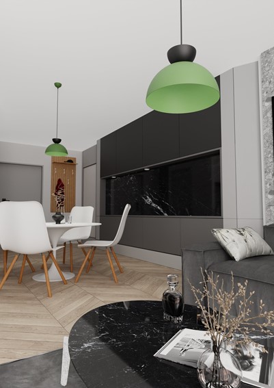 Lampa Wisząca LUNARO 1S Czarny/Zielony