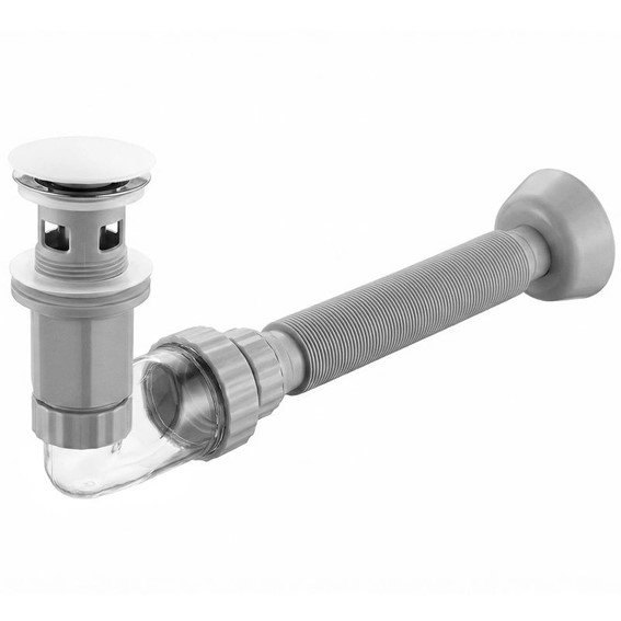 Syfon Umywalkowy z Korkiem Klik-klak FLOW Biały