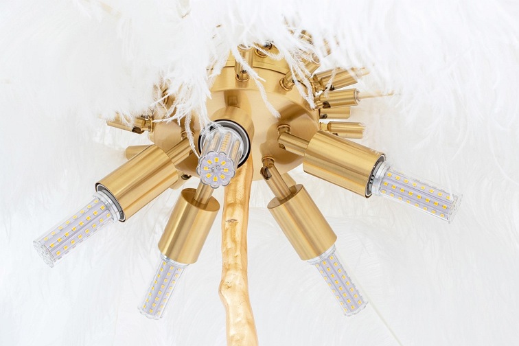 Lampa Podłogowa Tiffany 110x110x165 Złoty/Biały