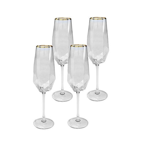 Komplet (4 szt.) Kieliszek do Szampana DIAMOND RIM 360ml
