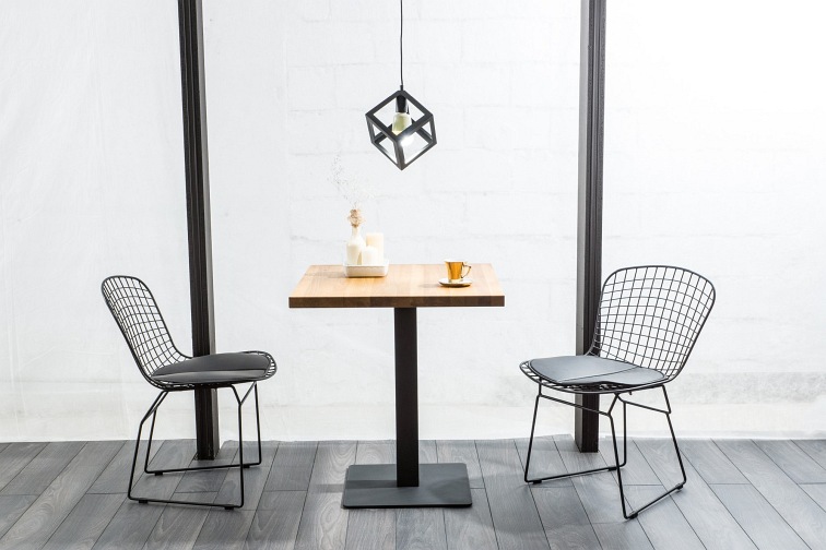 Stół PURO Okleina Naturalna 70x70 Dąb/Czarny