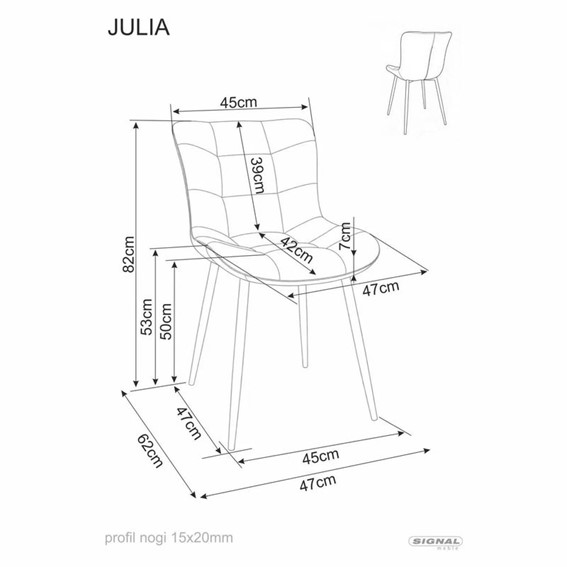 Krzesło JULIA Brego Szary/Czarny Mat