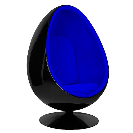 Fotel OVALIA BLACK Czarny/Niebieski