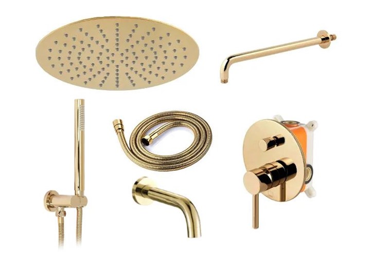 Zestaw Natryskowo-Wannowy Z Wylewką LUNGO Złoty