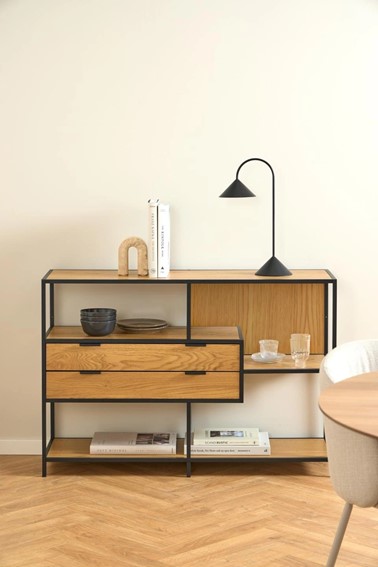 Regał SEAFORD V Dąb Dziki/Czarny