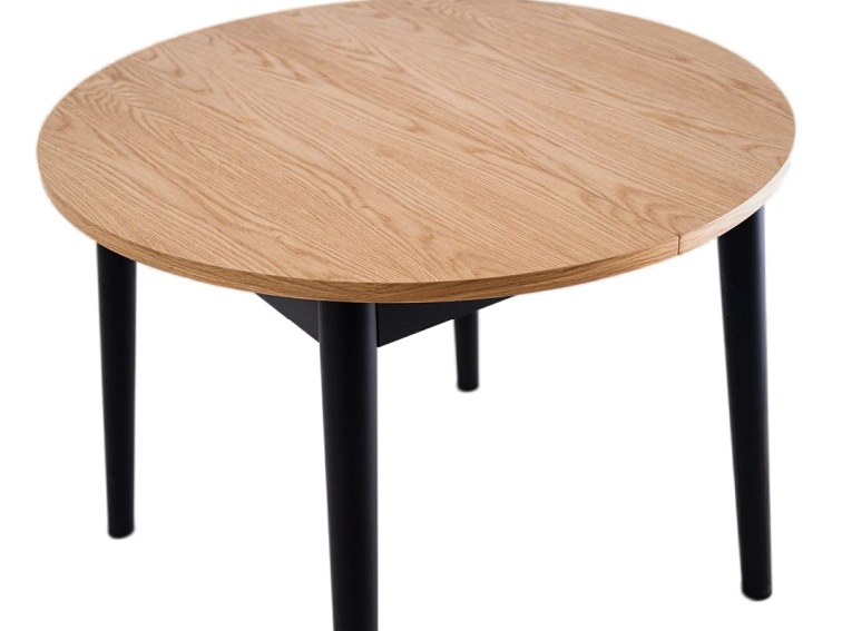 Stół Jadalninay Rozkładany Anton Round 95x76 Dąb/Czarny