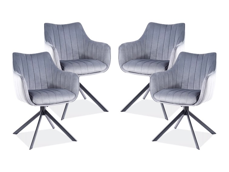 Zestaw 4x Krzesło AZALIA Velvet Czarny/Szary Bluvel 14