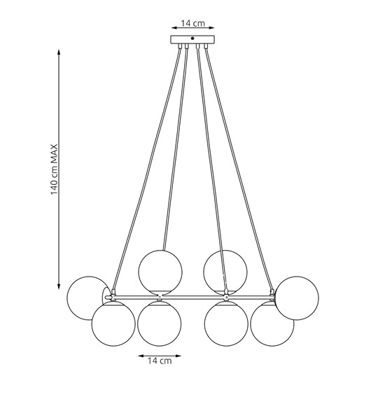 Lampa Wisząca AZURA 8 Beżowy/Bursztynowy