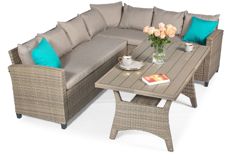 Narożnik Ogrodowy Sztokholm 6-Osobowy Cappuccino