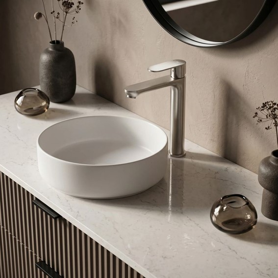 Bateria Umywalkowa Wysoka LOGAN Nikiel Szczotkowany