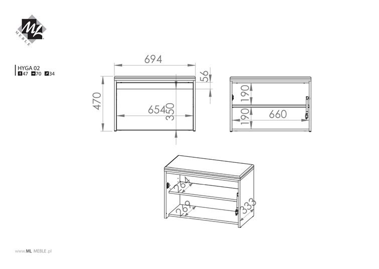 Szafka na Buty HYGA 02 Sosna Śnieżna/Antracyt