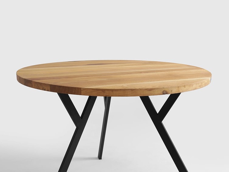 Stół Jadalniany ZX SOLID WOOD fi120 Dąb/Czarny