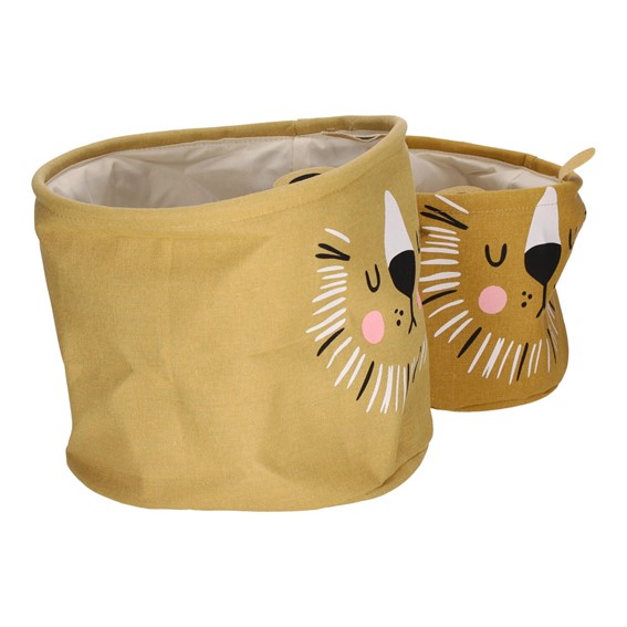 Zestaw 2 Koszy LEW z Tkaniny Żółty