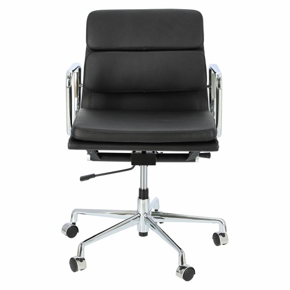 Fotel Biurowy Skóra Naturalna CH2171T Czarna/Chrom