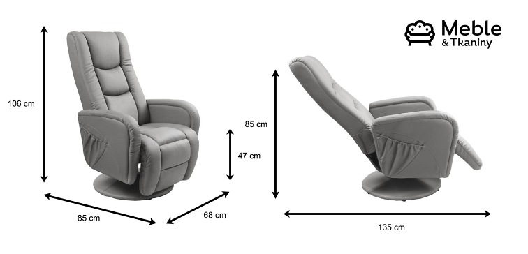 Fotel z Funkcją Masażu i Grzania PULSAR RECLINER Popielaty