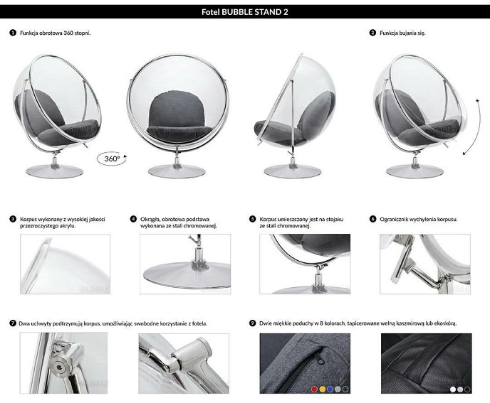 Fotel BUBBLE STAND 2 Poduszka Żółta