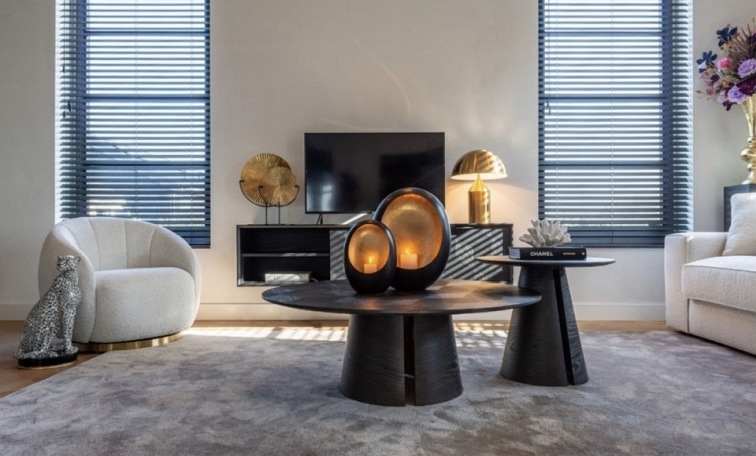 Stolik BLAX fi58,5 Czarny/Szary